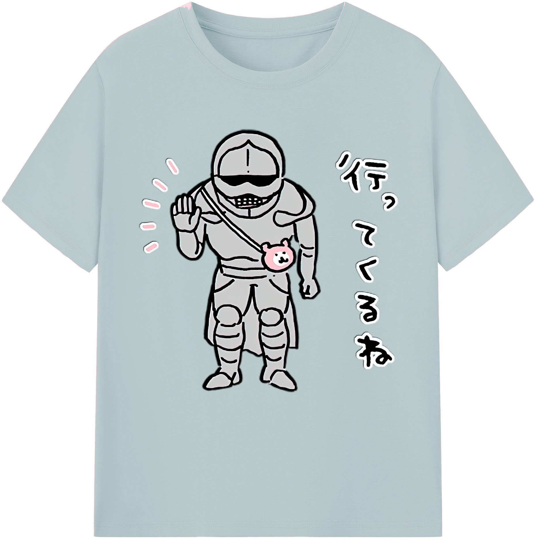 （画像用） ちいかわ 労働の鎧さん Chii-kawa Mr. Armor of Labor 綿100％半袖Tシャツ（フロントプリント）